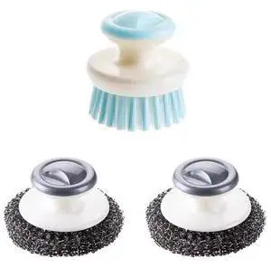 2Pcs Stainless Steel Wool Scrubber with Handle and 1 Pcs Dish Brush,Heavy Duty Pot Scrubbers Dish Scrubber Cleaning Brush Wash for Kitchen Pots, Grills, Pans, Sink (1+2) 2Pcs Stainless Steel Wool Scrubber with Handle and 1 Pcs Dish Brush,Heavy Duty Pot Scrubbers Dish Scrubber Cleaning Brush Wash for Kitchen Pots, Grills, Pans, Sink (1+2)