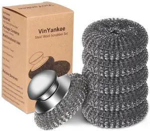 6Pcs Steel Wool Scrubber with Replacement Wire Pads Set, Stainless Steel Scrubber with Handle for Scouring Stubborn Messes from Cast Iron, Pots, Pans, Grill, Stoves, Sink(1 Scrubber+5 Pads) 6Pcs Steel Wool Scrubber with Replacement Wire Pads Set, Stainless Steel Scrubber with Handle for Scouring Stubborn Messes from Cast Iron, Pots, Pans, Grill, Stoves, Sink(1 Scrubber+5 Pads)