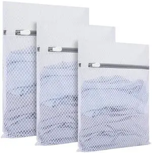 SUXEOTS 3-Pack Heavy-Duty Honeycomb Mesh Laundry Bags (L/M/S), Washing Bags for Delicates, Sweaters, Shoes, Backpacks, Bed Sheets - Garment Protector SUXEOTS 3-Pack Heavy-Duty Honeycomb Mesh Laundry Bags (L/M/S), Washing Bags for Delicates, Sweaters, Shoes, Backpacks, Bed Sheets - Garment Protector