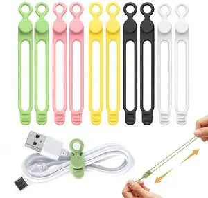 10 Pcs Silicone Cable Ties, Reusable Data Cable Organizer Wire Organizers for Office, Multipurpose Elastic Cord Wraps Cable Management for Charging Cord,Appliances,Home,Office,Kitchen,School,Travel 10 Pcs Silicone Cable Ties, Reusable Data Cable Organizer Wire Organizers for Office, Multipurpose Elastic Cord Wraps Cable Management for Charging Cord,Appliances,Home,Office,Kitchen,School,Travel