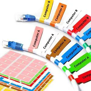 Wmiwulien 8 Sheet 240 Pcs Cable Labels for Management, Colorful Waterproof Cord Tags for Electronics, Self Adhesive Tear Resistant Wire Labels for Laser Printer and Handwriting Wmiwulien 8 Sheet 240 Pcs Cable Labels for Management, Colorful Waterproof Cord Tags for Electronics, Self Adhesive Tear Resistant Wire Labels for Laser Printer and Handwriting