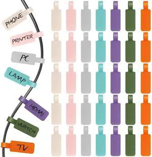 35 Pcs Multicolored Color-Coded Nylon Cable & Cord Labels (7 Colors, 5 Each) - Reusable Hook & Loop Wire Tags, Residue-Free Ink-Proof Water-Resistant Identification Labels for Home Office Data Centers 35 Pcs Multicolored Color-Coded Nylon Cable & Cord Labels (7 Colors, 5 Each) - Reusable Hook & Loop Wire Tags, Residue-Free Ink-Proof Water-Resistant Identification Labels for Home Office Data Centers