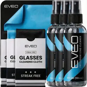 EVEO Eyeglass Cleaner Spray - No Streaks Technology with Microfiber Cleaning Cloth- Glasses Cleaning Kit - Glasses Cleaner Spray with Lens Cleaner Cloth - Screen & Eye Glasses Kit - 3 Pack EVEO Eyeglass Cleaner Spray - No Streaks Technology with Microfiber Cleaning Cloth- Glasses Cleaning Kit - Glasses Cleaner Spray with Lens Cleaner Cloth - Screen & Eye Glasses Kit - 3 Pack