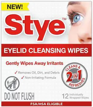 Stye Cleansing Eyelid Wipes Individually Wrapped Face Wipes Gently Remove Oil, Dirt & Other Contaminants, 12 Count Stye Cleansing Eyelid Wipes Individually Wrapped Face Wipes Gently Remove Oil, Dirt & Other Contaminants, 12 Count