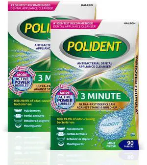 3 Minute Antibacterial Dental Appliance Cleanser Tablets, 90 Count (2 Pack) 3 Minute Antibacterial Dental Appliance Cleanser Tablets, 90 Count (2 Pack)