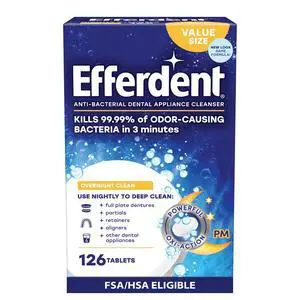 Retainer Cleaning Tablets, Denture Cleaning Tablets for Dental Appliances, Overnight Whitening, 126 Count Retainer Cleaning Tablets, Denture Cleaning Tablets for Dental Appliances, Overnight Whitening, 126 Count