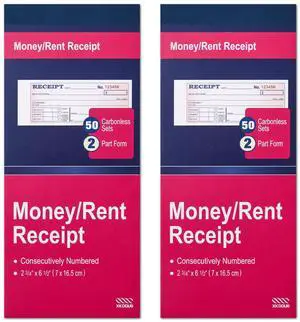 XKDOUS 2 Pack Money and Rent Receipt Book, 2-Part Carbonless, 2-3/4" x 6-1/2" Receipt Book for Small Business, 50 Sets per Book XKDOUS 2 Pack Money and Rent Receipt Book, 2-Part Carbonless, 2-3/4" x 6-1/2" Receipt Book for Small Business, 50 Sets per Book