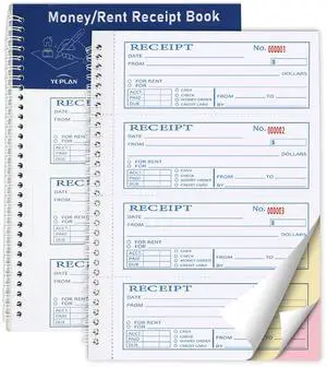 Money Rent Receipt Book,7.9x11.22 Inches 3 Part Carbonless,Receipt Book with Carbon Copies,Cash Receipt Book,100 Sets per Book Money Rent Receipt Book,7.9x11.22 Inches 3 Part Carbonless,Receipt Book with Carbon Copies,Cash Receipt Book,100 Sets per Book