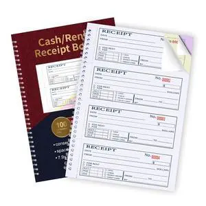 Large Money and Rent Receipt Book with Cardboard Insert,3-Part Carbonless,7.9x11.2 Spiral Bound,100 Sets per Book,4 Receipts per Page for Office Supplier,Rent and Cash Transaction Large Money and Rent Receipt Book with Cardboard Insert,3-Part Carbonless,7.9x11.2 Spiral Bound,100 Sets per Book,4 Receipts per Page for Office Supplier,Rent and Cash Transaction