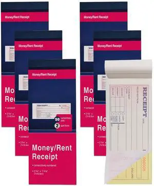 ANABIUP 6 Pack Receipt Book with Carbon Copies, Money and Rent Receipt Book for Small Business, 2-3/4" x 7-3/16", 2-Part Carbonless, 50 Sets per Book ANABIUP 6 Pack Receipt Book with Carbon Copies, Money and Rent Receipt Book for Small Business, 2-3/4" x 7-3/16", 2-Part Carbonless, 50 Sets per Book