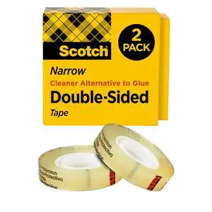 Scotch Double Sided Tape, Office and School Supplies for Arts and Crafts, Alternative to Scrapbooking Tape, 0.50 in. x 500 in., 2 Refill Tape Rolls Scotch Double Sided Tape, Office and School Supplies for Arts and Crafts, Alternative to Scrapbooking Tape, 0.50 in. x 500 in., 2 Refill Tape Rolls
