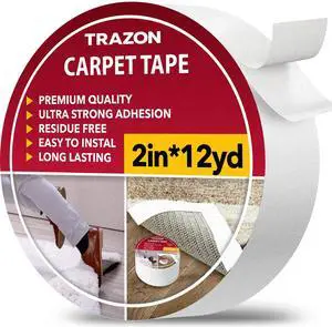 Carpet Tape Double Sided - Rug Tape Grippers for Hardwood Floors and Area Rugs - Carpet Binding Tape Strong Adhesive and Removable, Heavy Duty Stickers Grip Tape, Residue Free (2 Inch / 12 Yards) Carpet Tape Double Sided - Rug Tape Grippers for Hardwood Floors and Area Rugs - Carpet Binding Tape Strong Adhesive and Removable, Heavy Duty Stickers Grip Tape, Residue Free (2 Inch / 12 Yards)