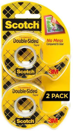 Scotch Double Sided Tape with Tape Dispenser, Office and School Supplies for Arts and Crafts, Alternative to Scrapbooking Tape, 0.5 in. x 400 in., 2 Rolls with Dispensers Scotch Double Sided Tape with Tape Dispenser, Office and School Supplies for Arts and Crafts, Alternative to Scrapbooking Tape, 0.5 in. x 400 in., 2 Rolls with Dispensers