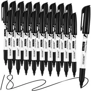 coruscant Fine Point Permanent Markers Bulk, 18 Pack Black Permanent Markers, Quick Drying Waterproof Fine Tip Markers for Writing & Labeling on Plastic, Wood, Glass, Office School coruscant Fine Point Permanent Markers Bulk, 18 Pack Black Permanent Markers, Quick Drying Waterproof Fine Tip Markers for Writing & Labeling on Plastic, Wood, Glass, Office School