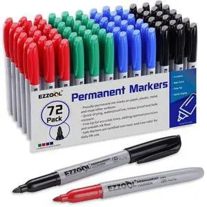 Ezzgol Permanent Markers Bulk, Permanent Marker Bulk Pack of 72, 4 Assorted Colors, Fine Point Permanent Markers For Adult Coloring as Office, School Supplies Ezzgol Permanent Markers Bulk, Permanent Marker Bulk Pack of 72, 4 Assorted Colors, Fine Point Permanent Markers For Adult Coloring as Office, School Supplies