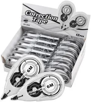 Vobou Correction Tape Dispenser, Easy To Use Applicator for Instant Corrections, For school, Office (White, 12pack, 6M/256, Tape Width 0.2in) Vobou Correction Tape Dispenser, Easy To Use Applicator for Instant Corrections, For school, Office (White, 12pack, 6M/256, Tape Width 0.2in)