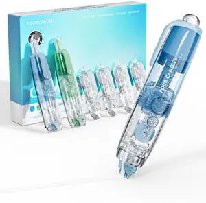 Four Candies 2-Pack White Correction Tape with 4 Refill Tapes, 118.1 ft, 6mm Width, Refillable Retractable Smooth Tear-Resistant Tape, Pen Shaped Applicator for School Teen & Adults (Blue Green) Four Candies 2-Pack White Correction Tape with 4 Refill Tapes, 118.1 ft, 6mm Width, Refillable Retractable Smooth Tear-Resistant Tape, Pen Shaped Applicator for School Teen & Adults (Blue Green)
