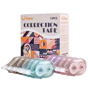 Unjoo White Correction Tape (12pack, 6M/256, Tape Width 0.2in, 4 colors) Unjoo White Correction Tape (12pack, 6M/256, Tape Width 0.2in, 4 colors)
