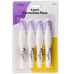 Emraw Enday Correction Pen (4 Pack) - Correction Liquid 0.2 Fl Oz (7 Ml) Metal Tip White Correction Fluid. Emraw Enday Correction Pen (4 Pack) - Correction Liquid 0.2 Fl Oz (7 Ml) Metal Tip White Correction Fluid.