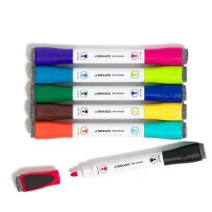U Brands Dry Erase Markers, Double Ended Whiteboard Markers, Medium Bullet Tip, Low Odor, Assorted Bright Colors, Dry Erase Marker Set with Eraser Caps, Office School Classroom Supplies, 6 Pack U Brands Dry Erase Markers, Double Ended Whiteboard Markers, Medium Bullet Tip, Low Odor, Assorted Bright Colors, Dry Erase Marker Set with Eraser Caps, Office School Classroom Supplies, 6 Pack