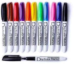 Dry Erase Markers Low Odor Fine Whiteboard Markers Thin Box of 12, 10 Colors Dry Erase Markers Low Odor Fine Whiteboard Markers Thin Box of 12, 10 Colors