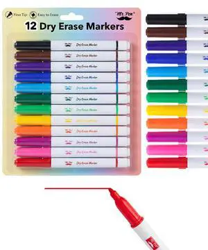 Mr. Pen- Dry Erase Markers, 12 Pack, Assorted Colors, Fine Tip Mr. Pen- Dry Erase Markers, 12 Pack, Assorted Colors, Fine Tip