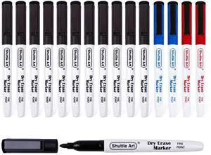 Shuttle Art Dry Erase Markers, 15 Pack 3 Colors Magnetic Whiteboard Markers with Erase, Fine Point Dry Erase Markers for Writing on Whiteboard Glass Mirror for School Home Office(11 Black 2Blue 2Red) Shuttle Art Dry Erase Markers, 15 Pack 3 Colors Magnetic Whiteboard Markers with Erase, Fine Point Dry Erase Markers for Writing on Whiteboard Glass Mirror for School Home Office(11 Black 2Blue 2Red)