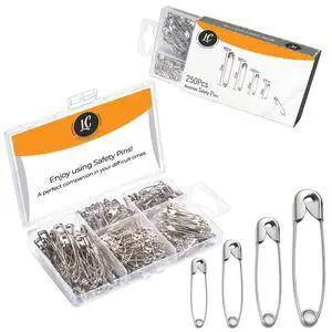 250 Pack Safety Pins by Luxurecourt, 4 Assorted Sizes of Durable, Silver Small and Large Safety Pins Bulk, Rust-Resistant Nickel Plated Steel, Sharp Edge Pins for Clothes, Sewing, Arts & Craft 250 Pack Safety Pins by Luxurecourt, 4 Assorted Sizes of Durable, Silver Small and Large Safety Pins Bulk, Rust-Resistant Nickel Plated Steel, Sharp Edge Pins for Clothes, Sewing, Arts & Craft