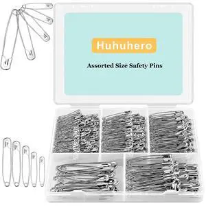 Huhuhero 340 Pack Safety Pins Assorted, Small & Large Heavy Duty Safety Pins for Clothes Costume Sewing, 5 Different Sizes Nickel Plated Steel Pin Bulk, Crafts Art Supplies, Silver Huhuhero 340 Pack Safety Pins Assorted, Small & Large Heavy Duty Safety Pins for Clothes Costume Sewing, 5 Different Sizes Nickel Plated Steel Pin Bulk, Crafts Art Supplies, Silver