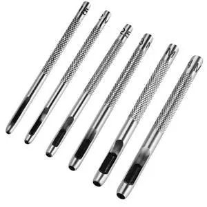 Leather Hole Punch Set for Belts, Watch Bands and Leather Crafts, Heavy Duty 6-Piece Hollow Punch Set with Sizes 1/16, 5/64, 3/32, 1/8, 9/64 and 5/32 Inch Leather Hole Punch Set for Belts, Watch Bands and Leather Crafts, Heavy Duty 6-Piece Hollow Punch Set with Sizes 1/16, 5/64, 3/32, 1/8, 9/64 and 5/32 Inch