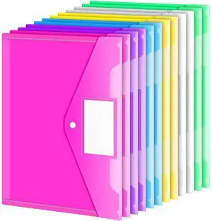 Sooez 12 Pack Folders Plastic Envelopes with Snap Closure, Clear Plastic File Folder for Document, Letter A4 Size Poly File Envelopes with Label Pocket for Home Work Office Organizer, 6 Colors Sooez 12 Pack Folders Plastic Envelopes with Snap Closure, Clear Plastic File Folder for Document, Letter A4 Size Poly File Envelopes with Label Pocket for Home Work Office Organizer, 6 Colors