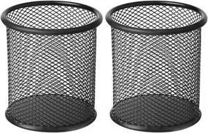 TIECHI 2 Pack Mesh Metal Pen Holder for Desk, 3.54×3.85IN Pencil Holder Workspace Organizers for School Office- Desk Accessories & Storage Products, Black TIECHI 2 Pack Mesh Metal Pen Holder for Desk, 3.54×3.85IN Pencil Holder Workspace Organizers for School Office- Desk Accessories & Storage Products, Black