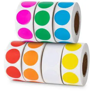 Hoewina 3500 Pcs Colored Dot Stickers, 3/4" Label Sticker Round Color Coding Labels Circle Dots Labels Circle Stickers for Office,Classroom,FamilyEtc - 7 Colors, 500 Labels/Roll Hoewina 3500 Pcs Colored Dot Stickers, 3/4" Label Sticker Round Color Coding Labels Circle Dots Labels Circle Stickers for Office,Classroom,FamilyEtc - 7 Colors, 500 Labels/Roll