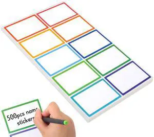 Utron 500Pcs Name Labels, 3.5x2.25 inch Blank Nametags, Sticky Name Tags for Whiteboards Locker Fridge School Office Home 10 Colors Utron 500Pcs Name Labels, 3.5x2.25 inch Blank Nametags, Sticky Name Tags for Whiteboards Locker Fridge School Office Home 10 Colors