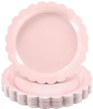 NatNarr 30 Pcs Pink Paper Plates 9 Inch Scalloped Pink Plates Cute Dessert Cake Party Plate for Girls Birthday, Baby Bridal Shower, Wedding NatNarr 30 Pcs Pink Paper Plates 9 Inch Scalloped Pink Plates Cute Dessert Cake Party Plate for Girls Birthday, Baby Bridal Shower, Wedding