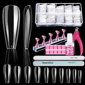 Teenitor 600 Pcs Clear Coffin Nail Tips, Acrylic Nail Kit, Clear Press On Nails, Long Fake Nails Coffin Nail Tips Full Cover, Acrylic Nail Clipper Nail Stand for Nail Extensions Teenitor 600 Pcs Clear Coffin Nail Tips, Acrylic Nail Kit, Clear Press On Nails, Long Fake Nails Coffin Nail Tips Full Cover, Acrylic Nail Clipper Nail Stand for Nail Extensions