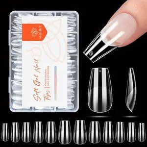 modelones Medium Coffin Nail Tips, Pre-shaped Soft Gel Tips Fake Nails False Acrylic Clear Full Cover Press on Extension Kit Gel Manicure DIY at Home 216PCS 12Sizes modelones Medium Coffin Nail Tips, Pre-shaped Soft Gel Tips Fake Nails False Acrylic Clear Full Cover Press on Extension Kit Gel Manicure DIY at Home 216PCS 12Sizes