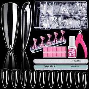 Teenitor Clear Nail Tips Full Cover, Long Stiletto Nails Tips For Acrylic Nails, 600 Pcs Almond Shape Fake Nails Tips With Glue, Acrylic Nail Clipper, Nail Stand Clear Glue On Nails Teenitor Clear Nail Tips Full Cover, Long Stiletto Nails Tips For Acrylic Nails, 600 Pcs Almond Shape Fake Nails Tips With Glue, Acrylic Nail Clipper, Nail Stand Clear Glue On Nails