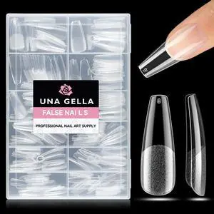 UNA GELLA Long Coffin Nail Tips: 216pcs Coffin Acrylic Fake Nails Full Cover Gel Nail Tips Press On Nails Clear Tips for Nail Extension DIY Salon 12 Sizes UNA GELLA Long Coffin Nail Tips: 216pcs Coffin Acrylic Fake Nails Full Cover Gel Nail Tips Press On Nails Clear Tips for Nail Extension DIY Salon 12 Sizes