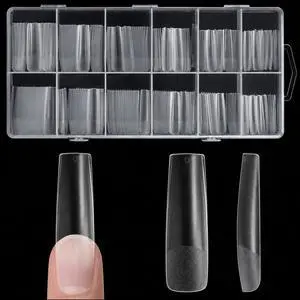 AORAEM Square Nail Tips, Pre-Shaped Clear Acrylic Fake Nails, Full Cover Half Matte Press On Nails for Home DIY Nail Salons, 240PCS Long Tapered Square AORAEM Square Nail Tips, Pre-Shaped Clear Acrylic Fake Nails, Full Cover Half Matte Press On Nails for Home DIY Nail Salons, 240PCS Long Tapered Square