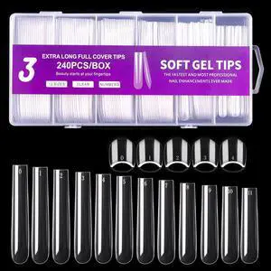 3XL Square Nail Tips, 240PCS Clear Full Cover Artificial False Nails Tips, Extra Long Square No C Curve Acrylic Nail Tips, XXXL Tapered Fake Nails for Salons Home DIY Nail Art 12 Sizes 3XL Square Nail Tips, 240PCS Clear Full Cover Artificial False Nails Tips, Extra Long Square No C Curve Acrylic Nail Tips, XXXL Tapered Fake Nails for Salons Home DIY Nail Art 12 Sizes