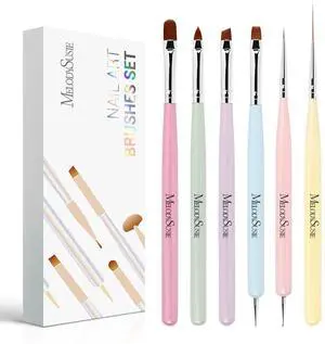 MelodySusie Nail Art Brushes Set,6pcs Nail Art Design Pen Painting Tools with Extension Gel Brush, Polish Brush, Builder Brush,Liner Brush, Carved Brush, and Dotting Pen for Home DIY Salon Use MelodySusie Nail Art Brushes Set,6pcs Nail Art Design Pen Painting Tools with Extension Gel Brush, Polish Brush, Builder Brush,Liner Brush, Carved Brush, and Dotting Pen for Home DIY Salon Use