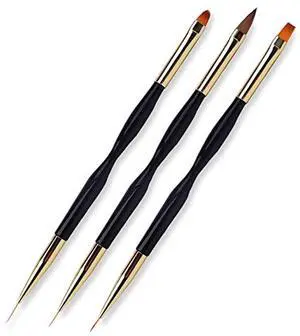 FULINJOY 3 Pcs Nail Drawing Pen, Dual End Nail Art Pen Brush Acrylic Round Flat Painting Drawing Liner Nail Tools FULINJOY 3 Pcs Nail Drawing Pen, Dual End Nail Art Pen Brush Acrylic Round Flat Painting Drawing Liner Nail Tools