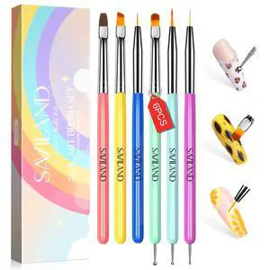 SAVILAND 6PCS Nail Art Brushes Set Multifunctional Nail Brushes for Nail Art Nail Design Brush Gel Nail Brush for Nail Extension Nail Art Liner Brush 3 Sizes Dotting Tools for DIY SAVILAND 6PCS Nail Art Brushes Set Multifunctional Nail Brushes for Nail Art Nail Design Brush Gel Nail Brush for Nail Extension Nail Art Liner Brush 3 Sizes Dotting Tools for DIY