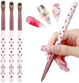 SAVILAND 3PCS Acrylic Nail Brush Set: Size 8/10/14 Kolinsky Acrylic Brush Professional Nail Brushes for Acrylics Powder, 3D Carving & Nails Extensions, Pink Manicure Tool for DIY Home Salon SAVILAND 3PCS Acrylic Nail Brush Set: Size 8/10/14 Kolinsky Acrylic Brush Professional Nail Brushes for Acrylics Powder, 3D Carving & Nails Extensions, Pink Manicure Tool for DIY Home Salon