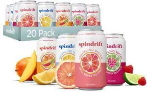 Spindrift Sparkling Water, 4 Flavor Variety Pack, Made with Real Squeezed Fruit, 12 Fl Oz (Pack of 20) Spindrift Sparkling Water, 4 Flavor Variety Pack, Made with Real Squeezed Fruit, 12 Fl Oz (Pack of 20)