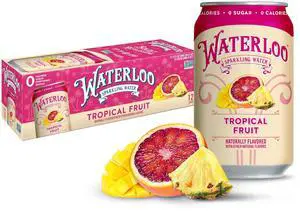 Waterloo Sparkling Water, Tropical Fruit Naturally Flavored, 12 Fl Oz Cans (Pack of 12) Zero Calories and Zero Sugar or Sweeteners Waterloo Sparkling Water, Tropical Fruit Naturally Flavored, 12 Fl Oz Cans (Pack of 12) Zero Calories and Zero Sugar or Sweeteners