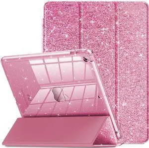 for iPad 9th/8th/7th Generation Case 2021/2020/2019 10.2 inch, Glitter Slim Protective Cover with Clear Back, Pencil Holder for Kids Girls for iPad 7/8/9 Gen, Pink for iPad 9th/8th/7th Generation Case 2021/2020/2019 10.2 inch, Glitter Slim Protective Cover with Clear Back, Pencil Holder for Kids Girls for iPad 7/8/9 Gen, Pink