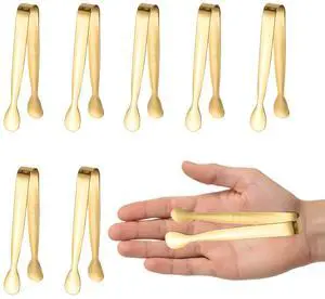 8PCS Gold Mini Metal Tongs, 4.3"/11cm,Stainless Steel,for Ice Cube, Sugar 8PCS Gold Mini Metal Tongs, 4.3"/11cm,Stainless Steel,for Ice Cube, Sugar