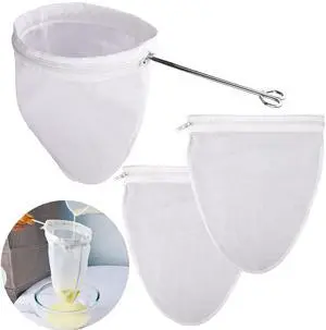 WMKGG Ultra Fine Mesh Strainer Bags, Reusable Mesh Filter Bags with Stainless Steel Handle Frame for Filter NutMilk, Coffee, Milk, Butter, Juices and Fresh Cheese (Small Size) WMKGG Ultra Fine Mesh Strainer Bags, Reusable Mesh Filter Bags with Stainless Steel Handle Frame for Filter NutMilk, Coffee, Milk, Butter, Juices and Fresh Cheese (Small Size)